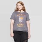 Doe. Women's Hallo-wine Plus Size Short Sleeve Graphic T-shirt - Gray 1x, Women's,