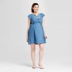 Maternity Embroidered Denim Dress - Isabel Maternity By Ingrid & Isabel Chambray Xs, Women's, Blue