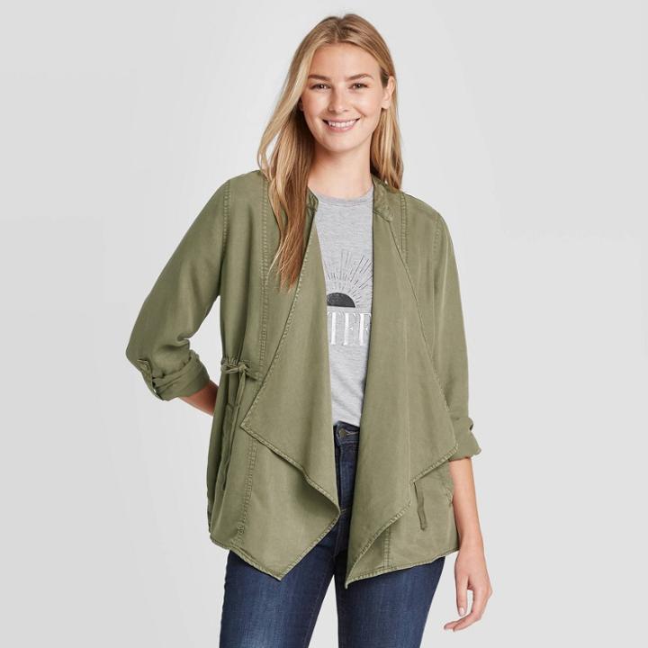Women's Long Sleeve Cargo Jacket - Knox Rose Olive