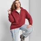 Women's Plus Size Oversized Quarter Zip Pullover - Wild Fable Burgundy