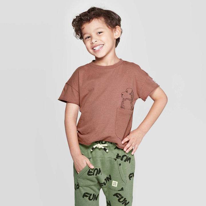 Petitetoddler Boys' Short Sleeve 'dog' Pocket T-shirt - Art Class Brown 5t, Toddler Boy's, Purple