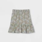 Girls' Smocked Waist With Ruffle A-line Skirt - Art Class Green