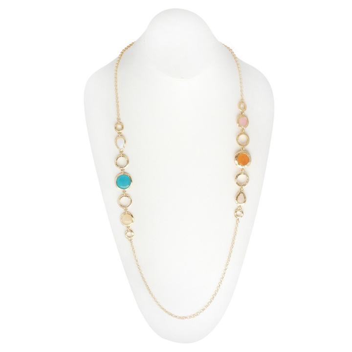 Zirconmania Women's Zirconite Round Station Necklace-gold,