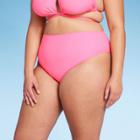 Women's High Waist High Leg Cheeky Bikini Bottom - Wild Fable Pink X