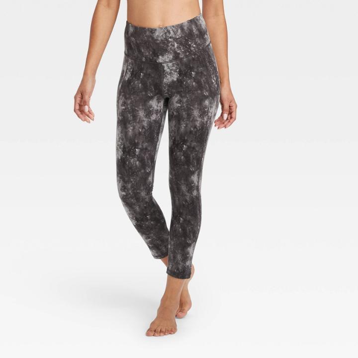 Women's Marble Print Contour Power Waist High-rise 7/8 Leggings 24 - All In Motion Gray S, Women's,