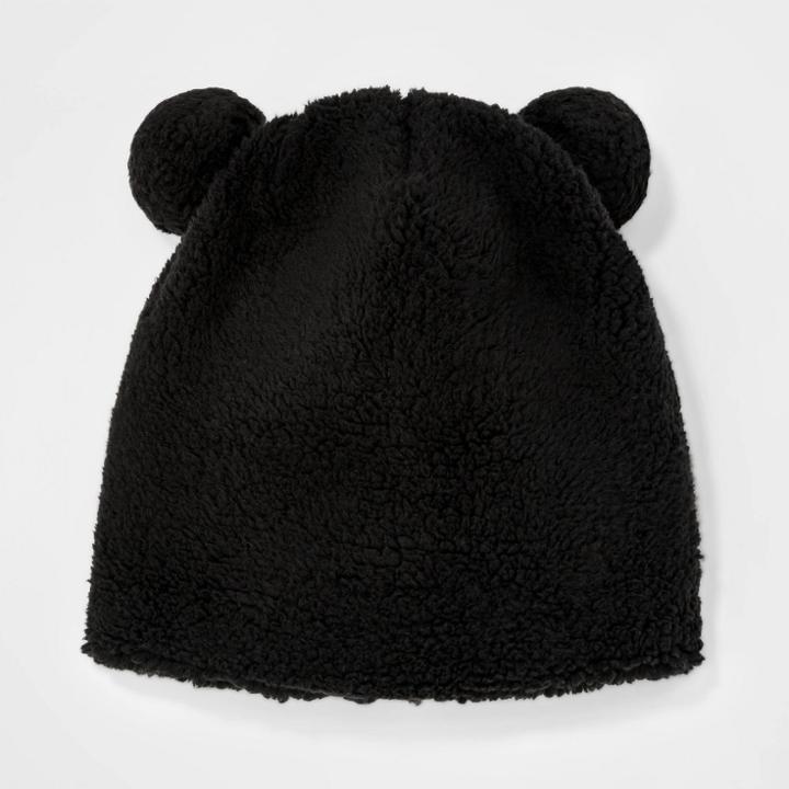 Girls' Teddy Fleece Beanie - Cat & Jack Black