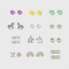 Girls' 12ct Roses & Unicorns Earrings - Cat & Jack,