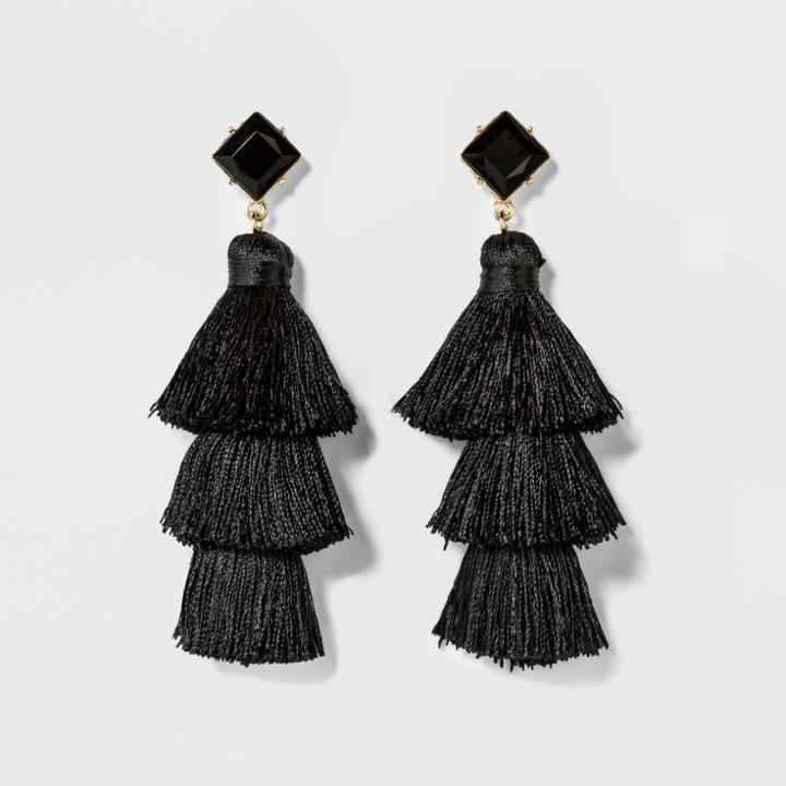Sugarfix By Baublebar Tassel Drop Earrings With Crystal Studs - Black, Girl's