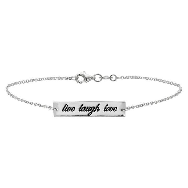 Target Women's Sterling Silver Bracelet With Live-laugh-love Tag - Silver