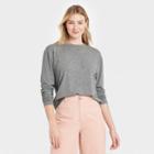Women's Slim Fit Long Sleeve Round Neck Pocket T-shirt - A New Day Heather Gray