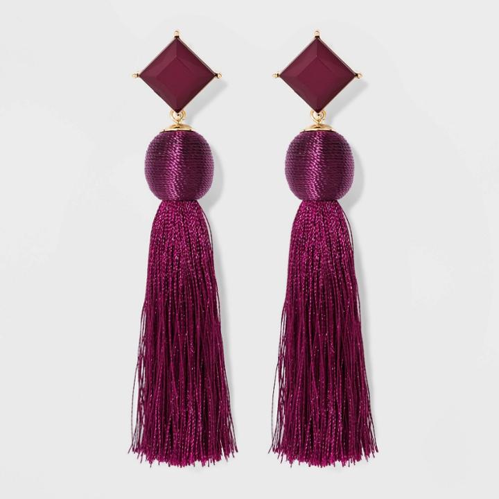 Sugarfix By Baublebar Crystal Studs Tassel Earrings - Plum, Women's, Size: