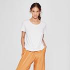 Women's Short Sleeve Twist Front Top - Alison Andrews White