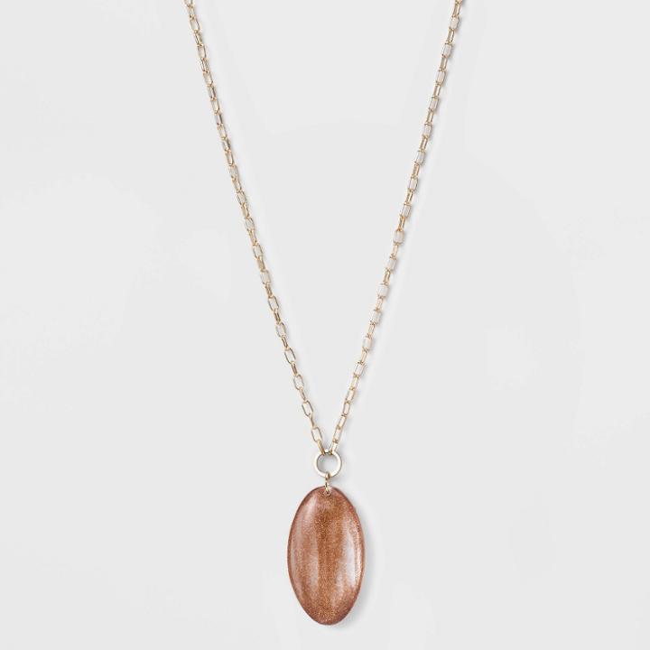 Clear Pendant Necklace - A New Day Gold Glitter, Women's