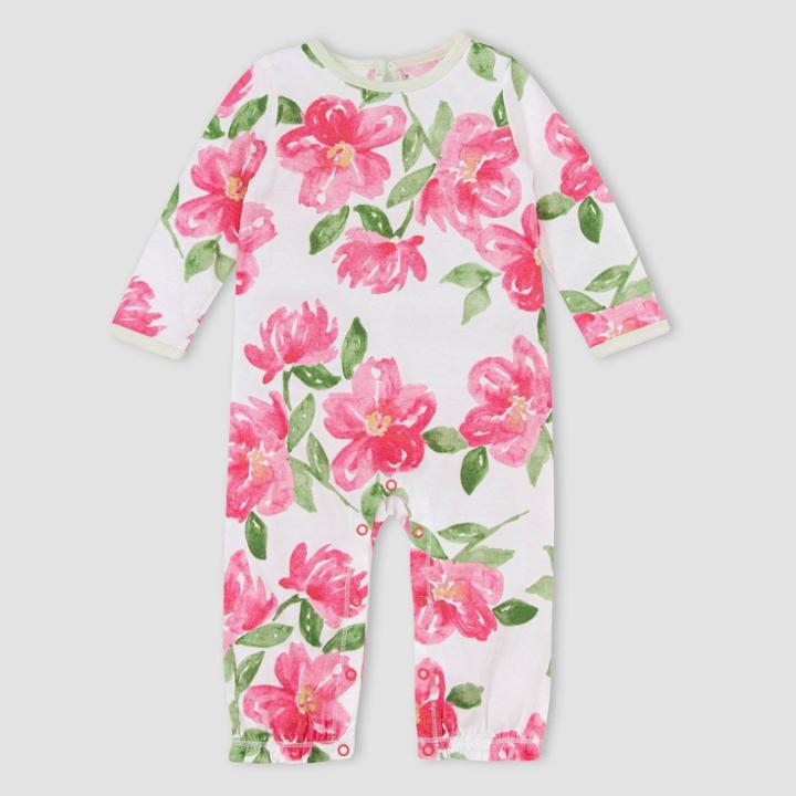 Burt's Bees Baby Girls' Farm Floral Jumpsuit - White Newbron