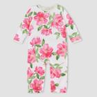 Burt's Bees Baby Girls' Farm Floral Jumpsuit - White Newbron