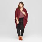 Women's Plus Size Long Sleeve Cocoon Open Layering - Universal Thread Burgundy (red)