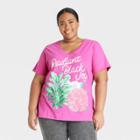 No Brand Black History Month Women's Plus Size Radiant Short Sleeve V-neck T-shirt - Pink