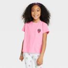 Girls' Embroidered Short Sleeve T-shirt - Cat & Jack Bright Pink