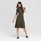 Women's Elbow Sleeve Crewneck Flat Rib Dress - Who What Wear Green