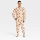 No Brand Men's Fall Leaf Print Matching Family Pajama Set - Cream