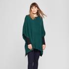 Women's Boatneck Knit Poncho Sweater - A New Day Green