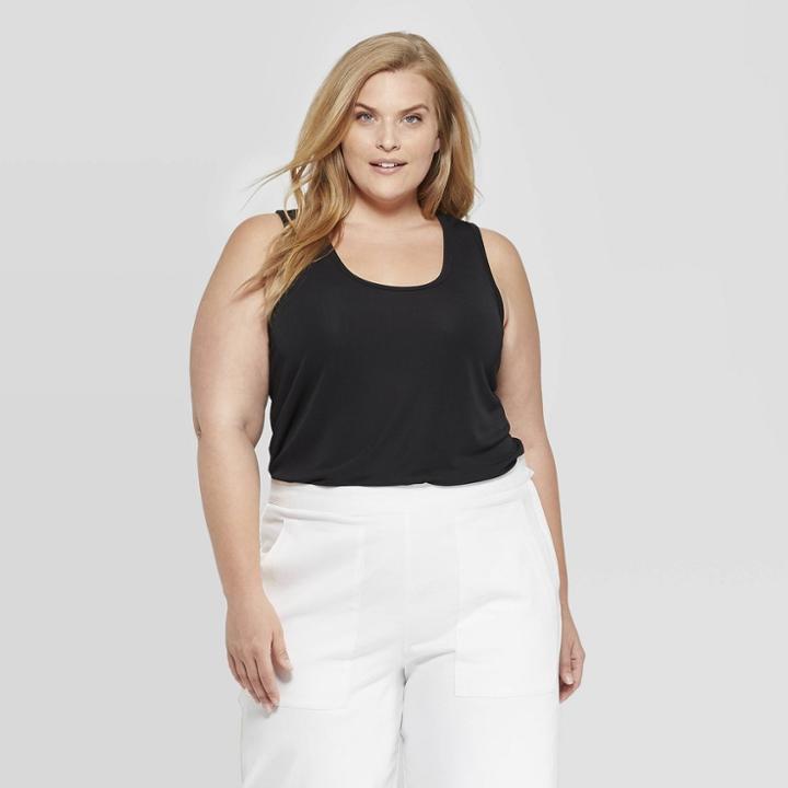 Women's Plus Size Sleeveless Crewneck Tank Top - Prologue Black