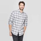 Men's Plaid Standard Fit Long Sleeve 2-pocket Flannel Button-down Shirt - Goodfellow & Co White M, Men's,