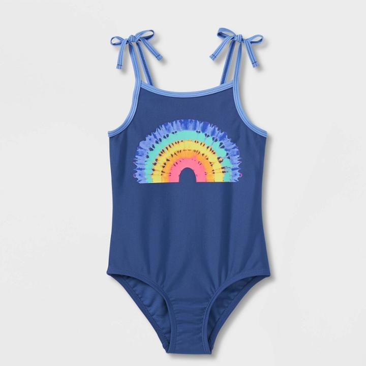 Toddler Girls' Graphic Rainbow Print One Piece Swimsuit - Cat & Jack Purple