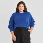 Women's Plus Size Slouchy Crewneck Pullover Sweater - A New Day Blue