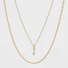 14k Gold Plated Crystal Initial 'j' Pendant Chain Necklace - A New Day Gold