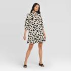 Women's Animal Print 3/4 Sleeve High Neck Shift Mini Dress - Who What Wear Cream M, Women's, Size: