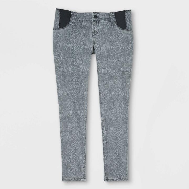 Maternity Snake Print Side Panel Skinny Jeans - Isabel Maternity By Ingrid & Isabel Dark Gray