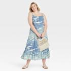 Women's Plus Size Sleeveless Tiered Dress - Knox Rose Blue