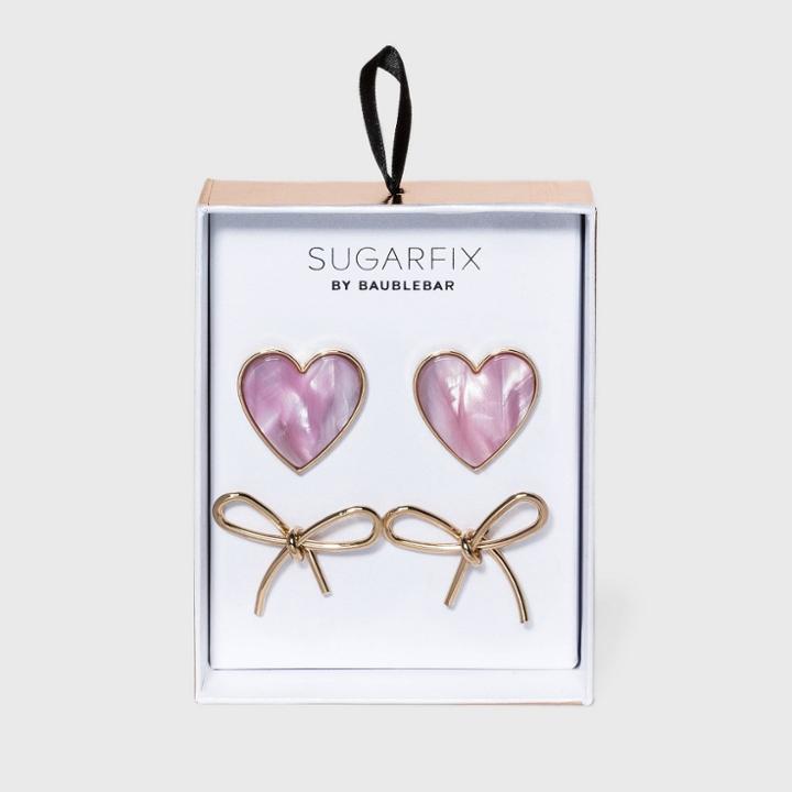 Sugarfix By Baublebar Heart And Bow Earring Set 2pc - Pink/gold