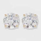 Gold Over Sterling Silver Round Cubic Zirconia Stud Fine Jewelry Earrings - A New Day Gold/clear, Gold Clear