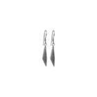 Zirconmania Women's Zirconite Sterling Drop Earrings With Pave Cubic Zirconia Elongated Spike - Rhodium,