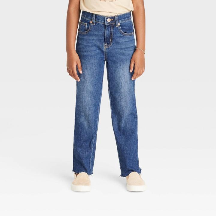 Girls' High-rise Ankle Straight Jeans - Cat & Jack Indigo