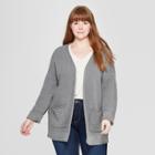 Women's Plus Size Long Sleeve Open Layering Cardigan - Universal Thread Gray