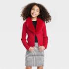 Girls' Fur Collar Cardigan Sweater - Art Class Red
