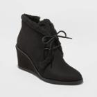 Women's Heather Faux Sherpa Wedge Fashion Boots - Universal Thread Black