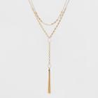 Coin Chain, Small Ovals, And Chain Tassel Long Necklace - A New Day Gold