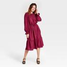 Women's Long Sleeve Dress - A New Day Dark Pink