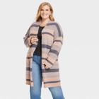 Women's Plus Size Open-front Cardigan - Knox Rose Gray