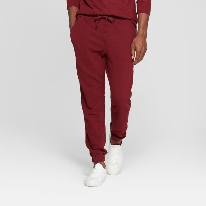 Men's Fleece Cinched Jogger Pants - Goodfellow & Co Berry Cobbler