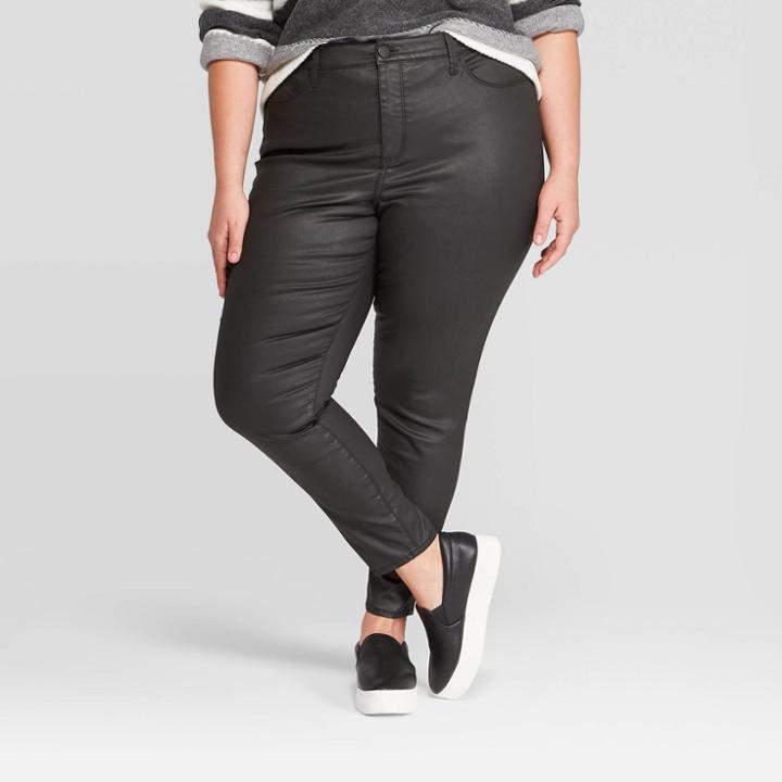 Women's Plus Size High-rise Coated Skinny Jeans - Universal Thread Black