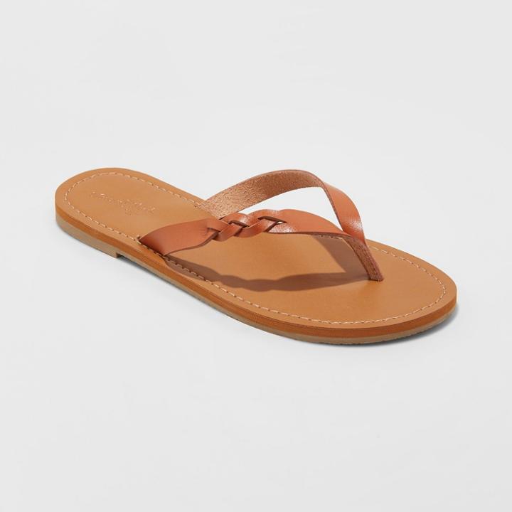 Women's Bobbie Braided Thong Flip Flop Sandals - Universal Thread Cognac (red)