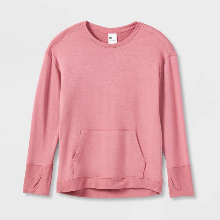 Girls' Cozy Lightweight Fleece Crewneck Sweatshirt - All In Motion Ruby Red
