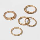 Chain Textured And Beaded Ring Set 5pc - Universal Thread Gold