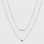 Silver Plated Amethyst & Dyed Quartz Duo Necklace - A New Day Gold, Girl's