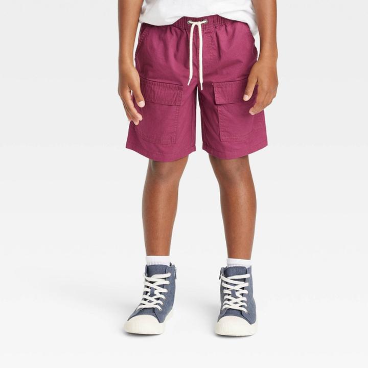 Boys' Twill Pull-on 'at The Knee' Cargo Shorts - Cat & Jack Red